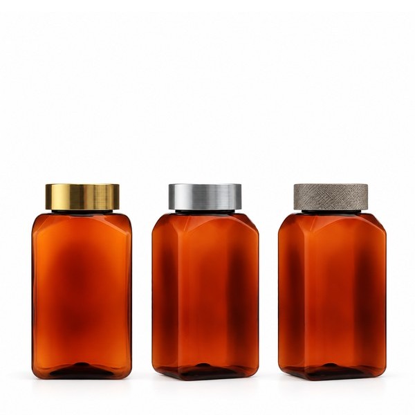 무늬목캡 200ml 사각 갈색
