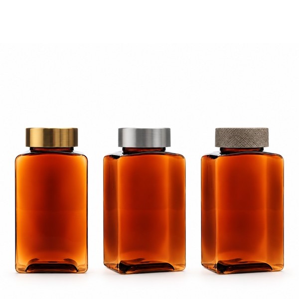 무늬목캡 200ml 사각 갈색