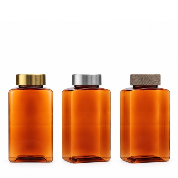 무늬목캡 250ml 사각 갈색