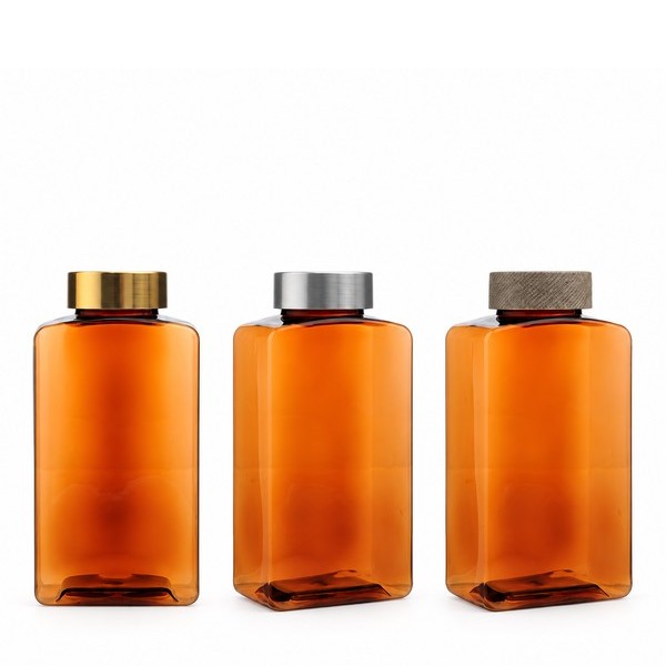 무늬목캡 300ml 사각 갈색