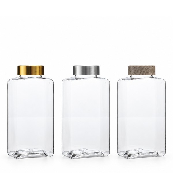 무늬목캡 300ml 사각 투명