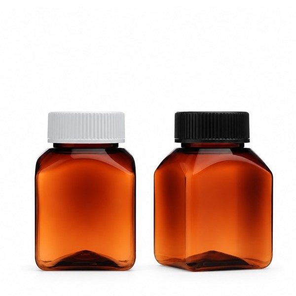 안전 잠금 캡 120ml 사각 갈색