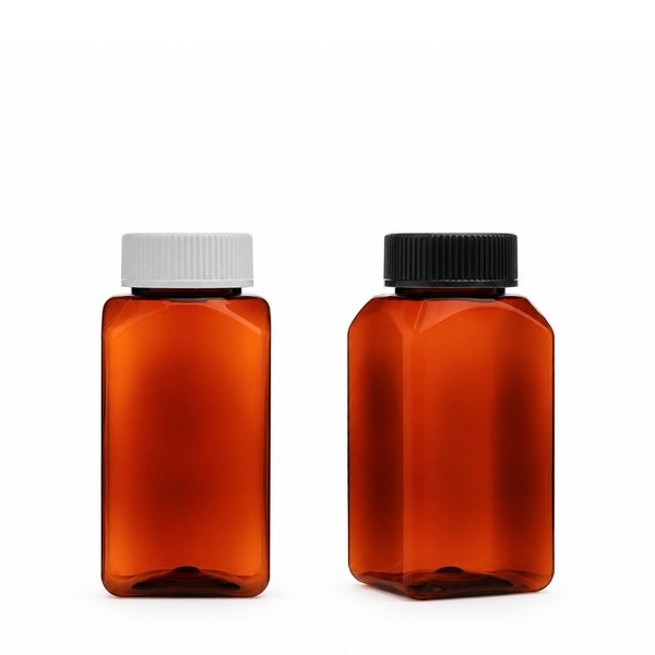 안전 잠금 캡 200ml 사각 갈색