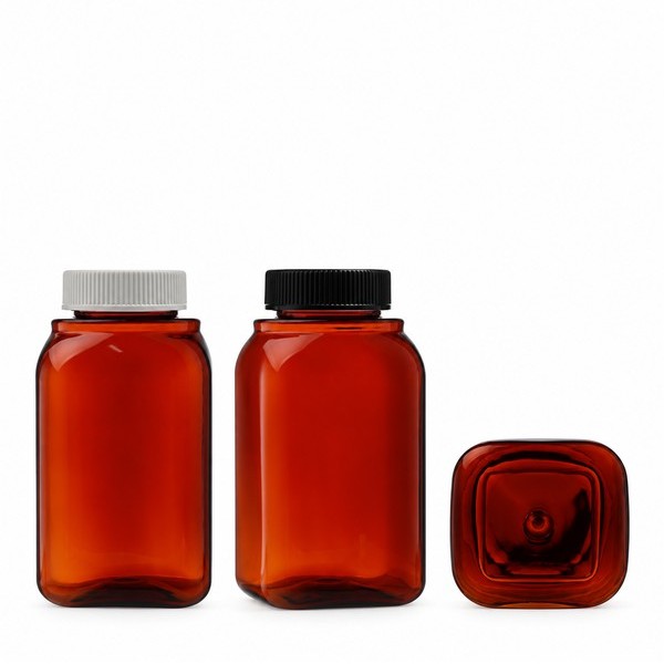 안전 잠금 캡 500ml 둥근 사각 갈색