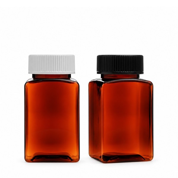 안전 잠금 캡 125ml 사각 갈색