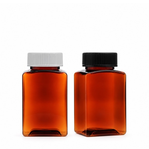 안전 잠금 캡 150ml 사각 갈색