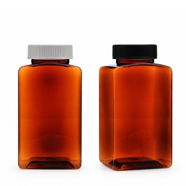 안전 잠금 캡 400ml 사각 갈색