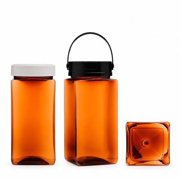 식품 사각 광구 1,200ml 갈색