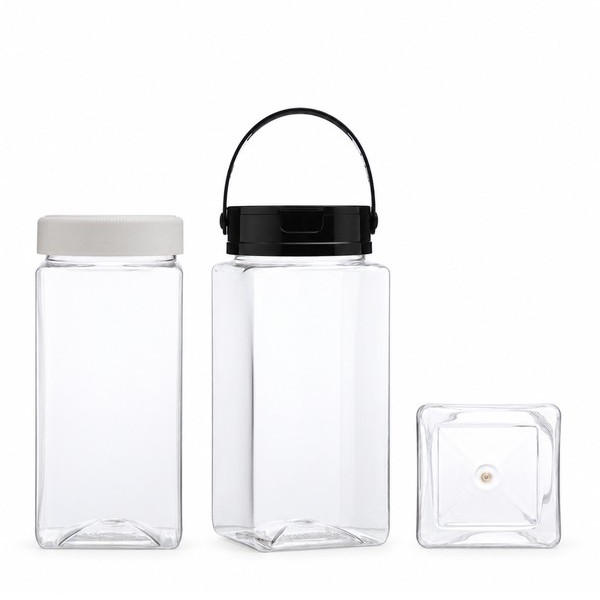 식품 사각 광구 1,200ml 투명