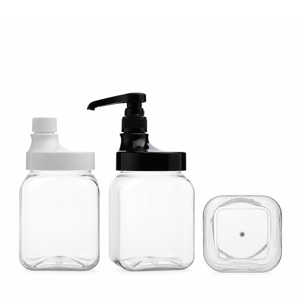 PU캡 1,000ml 둥근 사각 투명