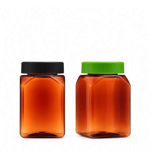 라운드 캡 350ml 사각 갈색