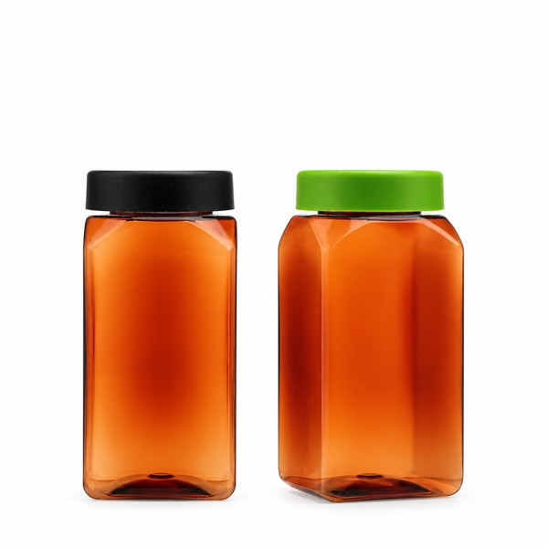 라운드 캡 500ml 사각 갈색